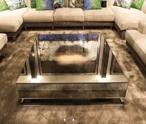 Oak Veneered Venetian Mirrored Coffee Table