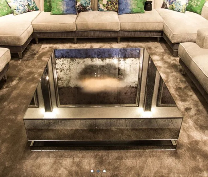 Oak Veneered Venetian Mirrored Coffee Table