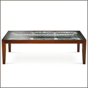 Rosewood Dining Table With Engraved Venetian Mirror Decoration