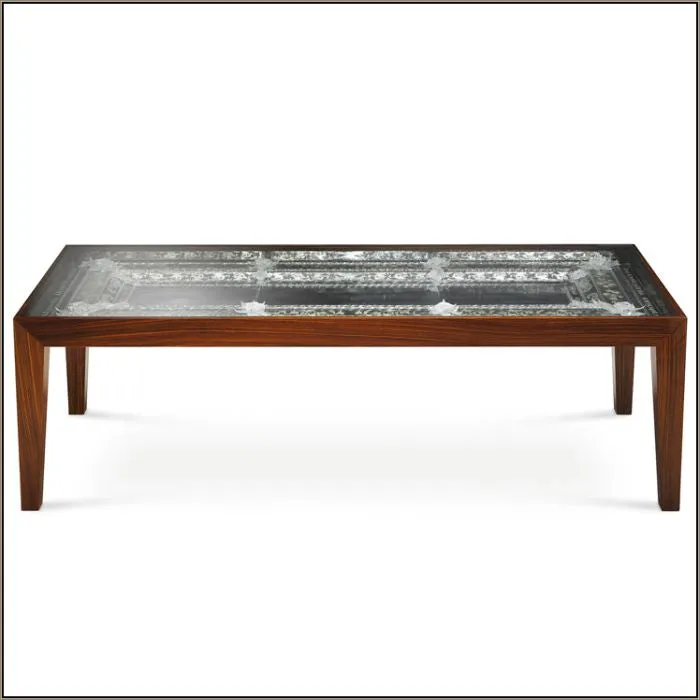 Rosewood Dining Table With Engraved Venetian Mirror Decoration