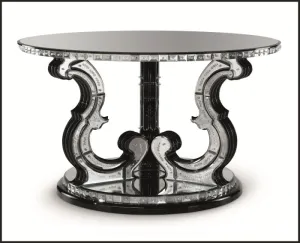 Round Venetian Mirrored Foyer Table In The Art Deco Style