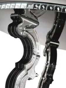 Round Venetian Mirrored Foyer Table In The Art Deco Style