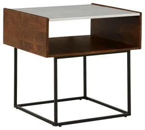Rusitori Brown / Beige / White Rectangular End Table