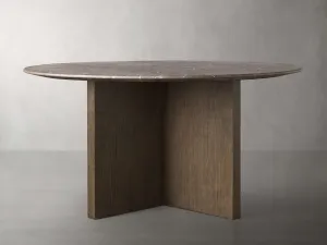 Saint Germain Round Stone Dining Table with Clement Base