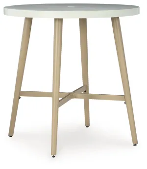 Seton Creek Beige Round Bar Table With Umbrella Option
