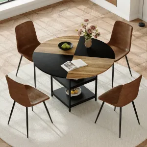 Streamdale 47" Round Dining Set: Table & 4 Brown Chairs