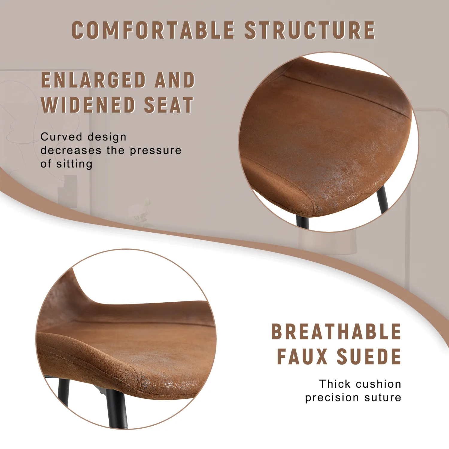 Streamdale 47" Round Dining Set: Table & 4 Brown Chairs