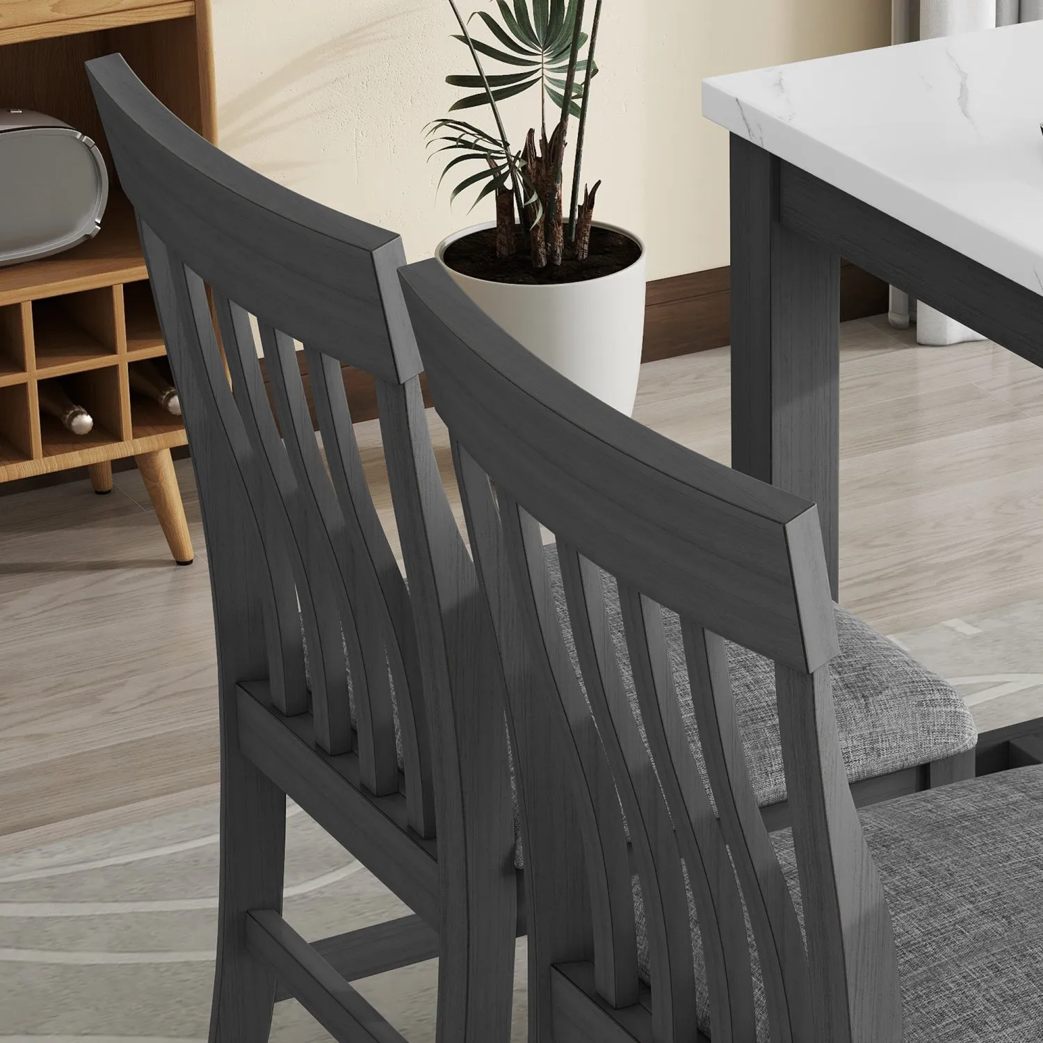 Streamdale 5-piece Counter Height Dining Table Set with Built-in Storage Shelves,Grey