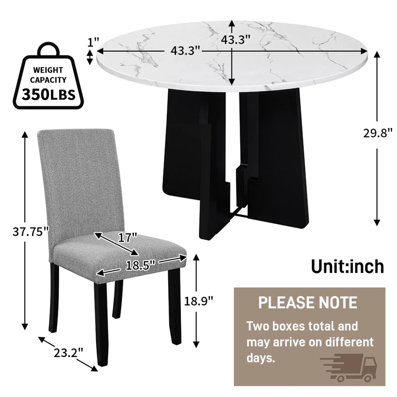 Streamdale 5-Piece Round Dining Set: Chairs & 43" Table