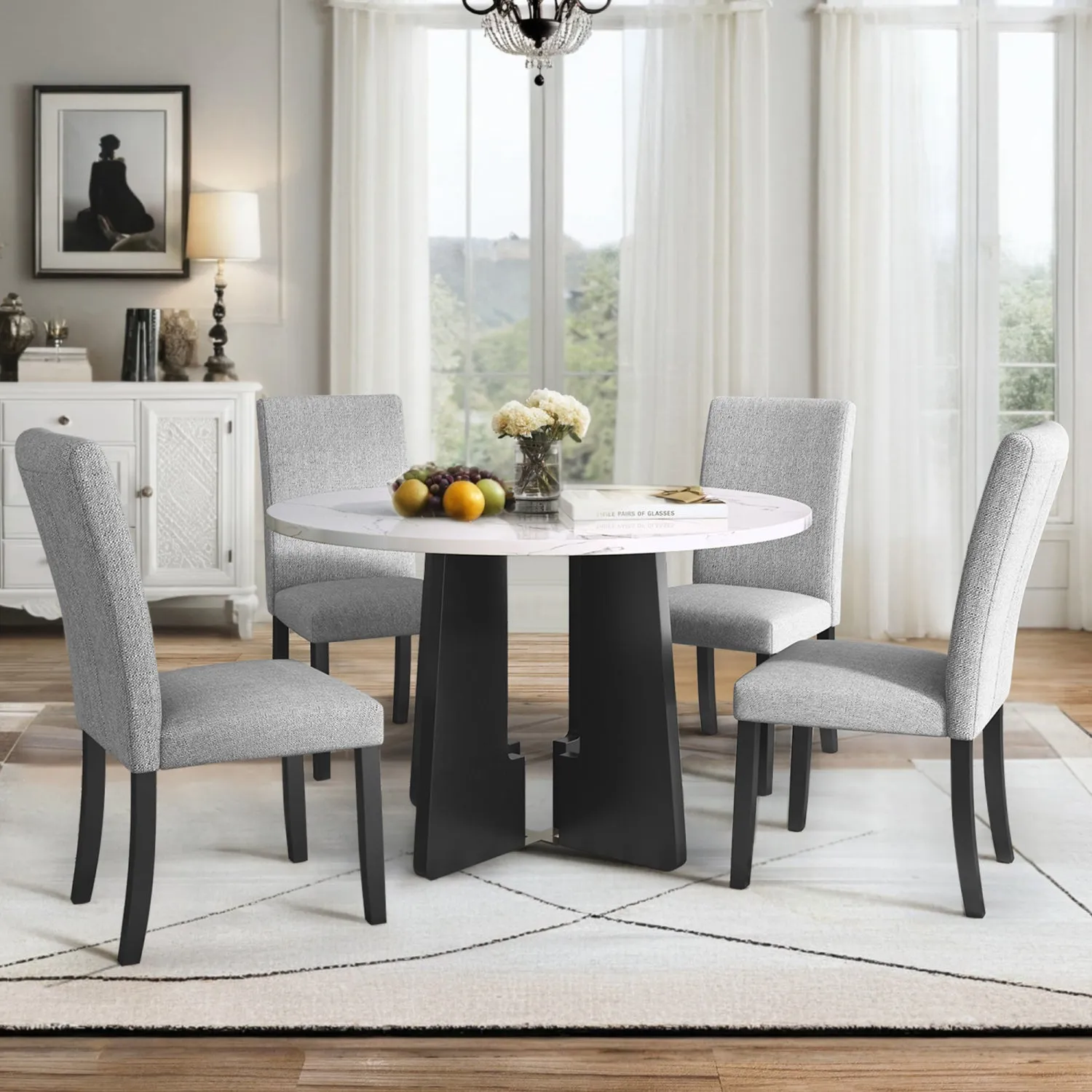 Streamdale 5-Piece Round Dining Set: Chairs & 43" Table