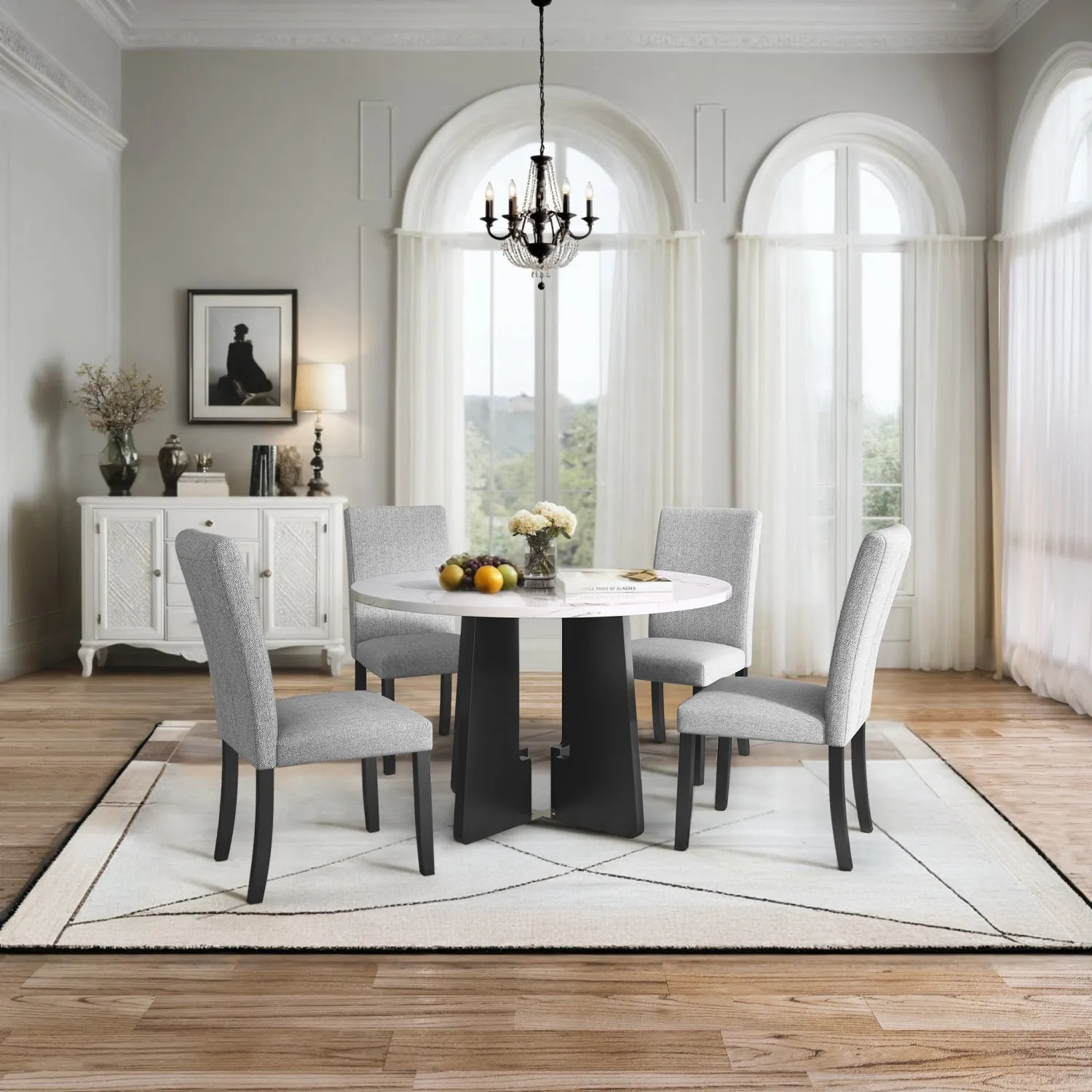 Streamdale 5-Piece Round Dining Set: Chairs & 43" Table