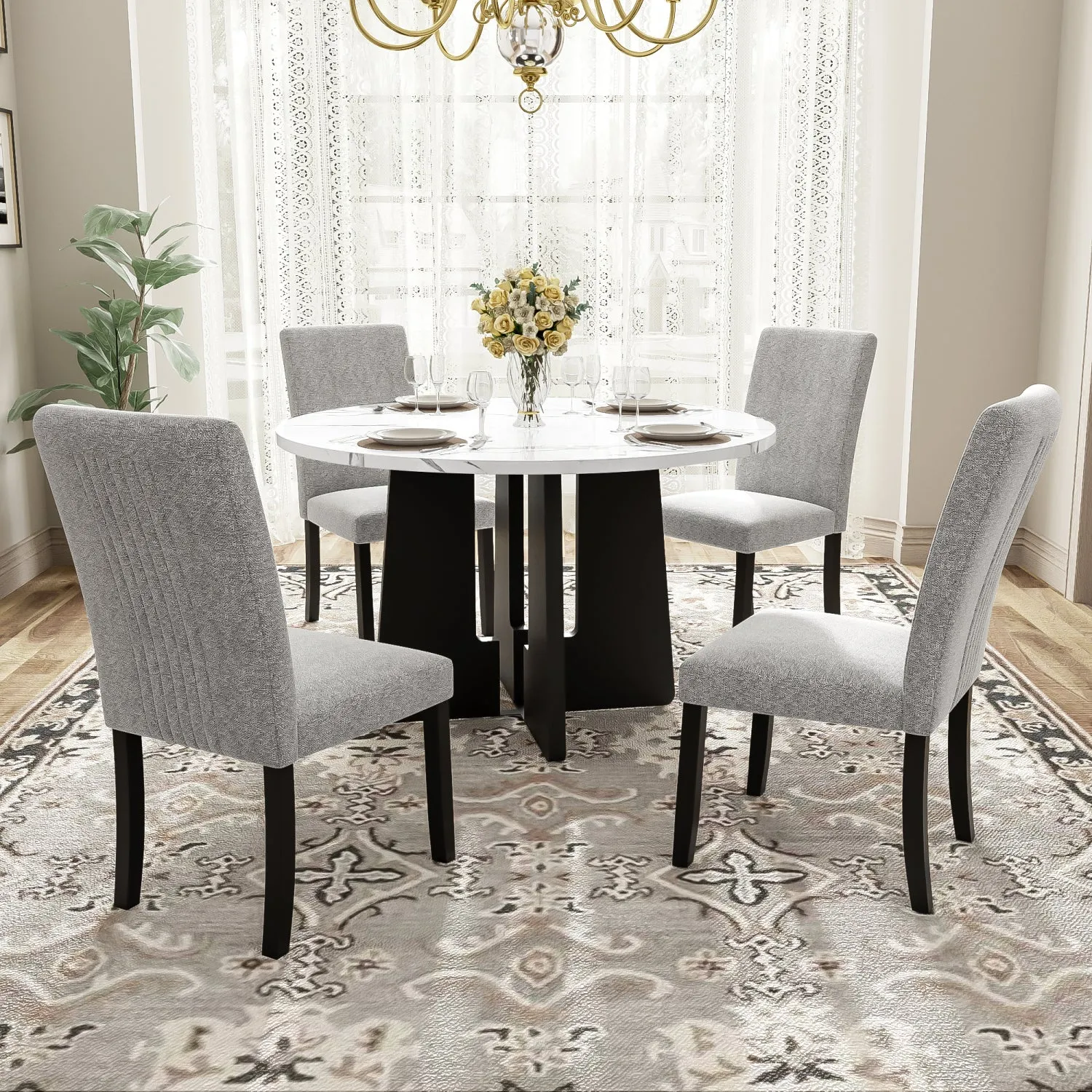 Streamdale 5-Piece Round Dining Set: Chairs & 43" Table