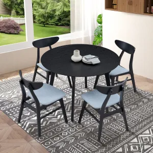 Streamdale Black Round Kitchen Table & 4 Fabric Chairs