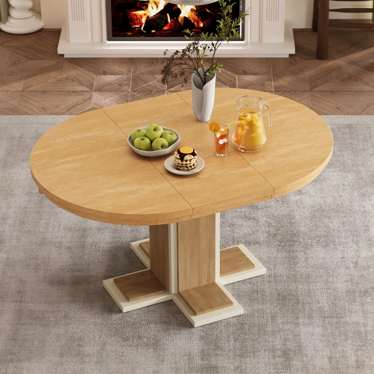 Streamdale Extendable Oval Dining Table, Solid Wood, 42-58"