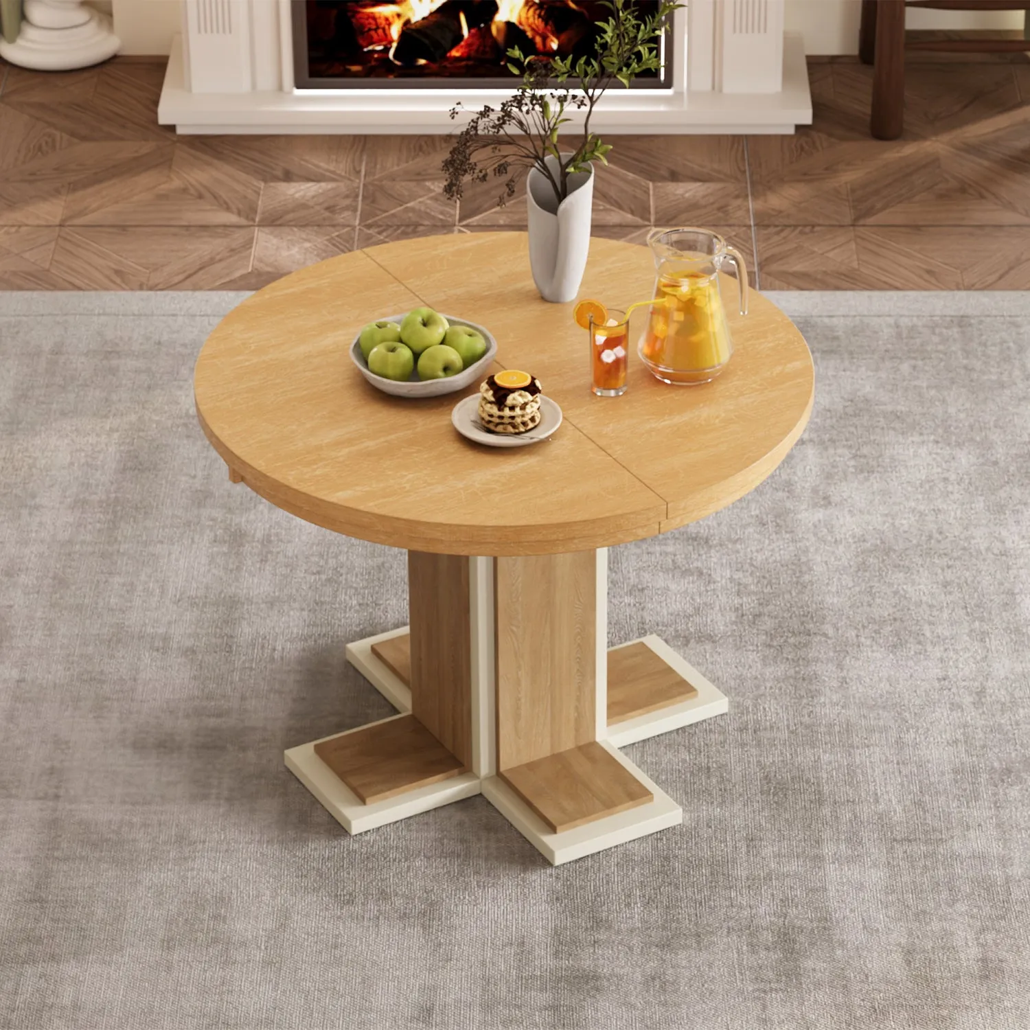 Streamdale Extendable Oval Dining Table, Solid Wood, 42-58"