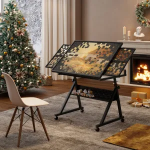 Streamdale Jigsaw Puzzle Table Board 1500pc w/ 4 Drawers (Black)