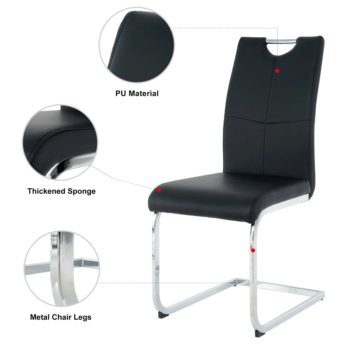 Streamdale Modern Round Glass Dining Set (Table & 6 Black Chairs)