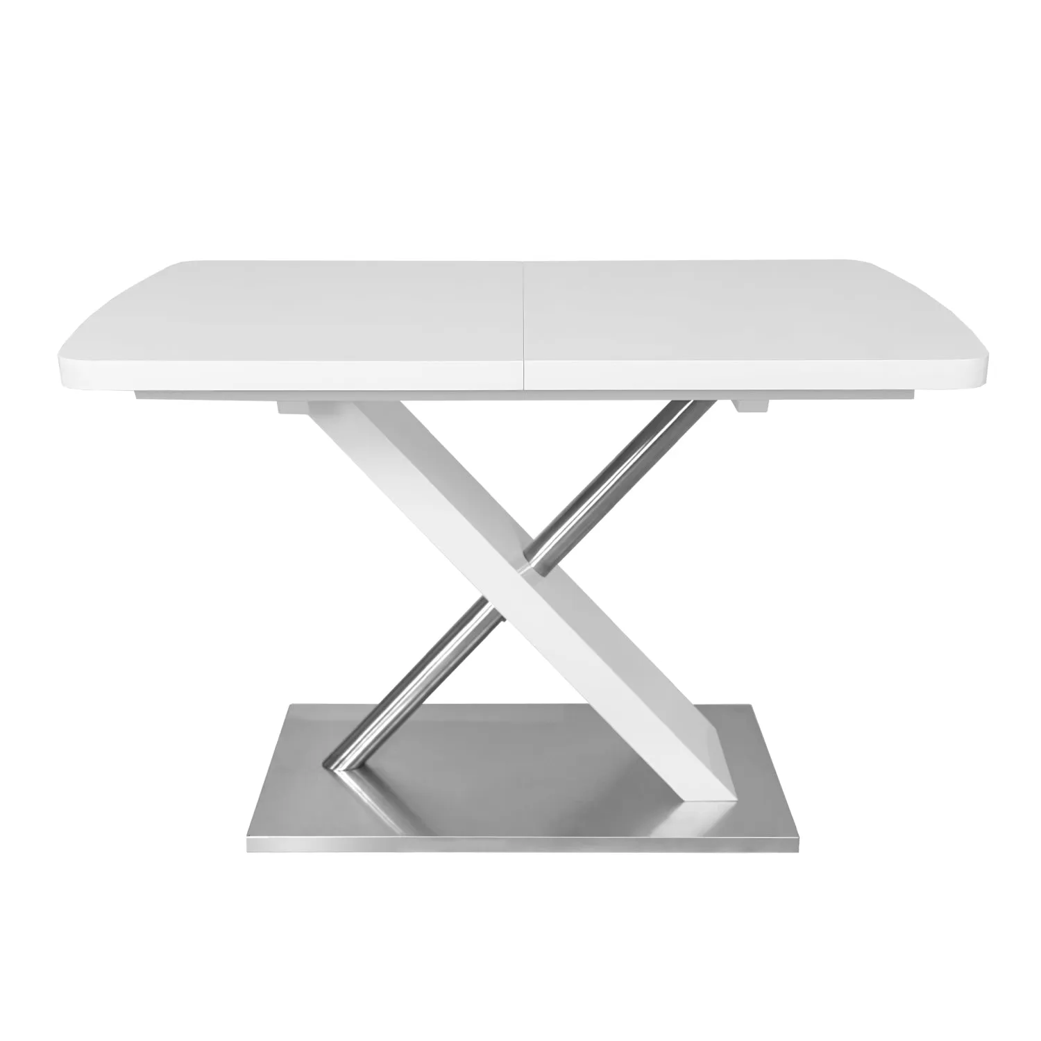 Streamdale White Extendable Dining Table, Metal Base, 4-6 People