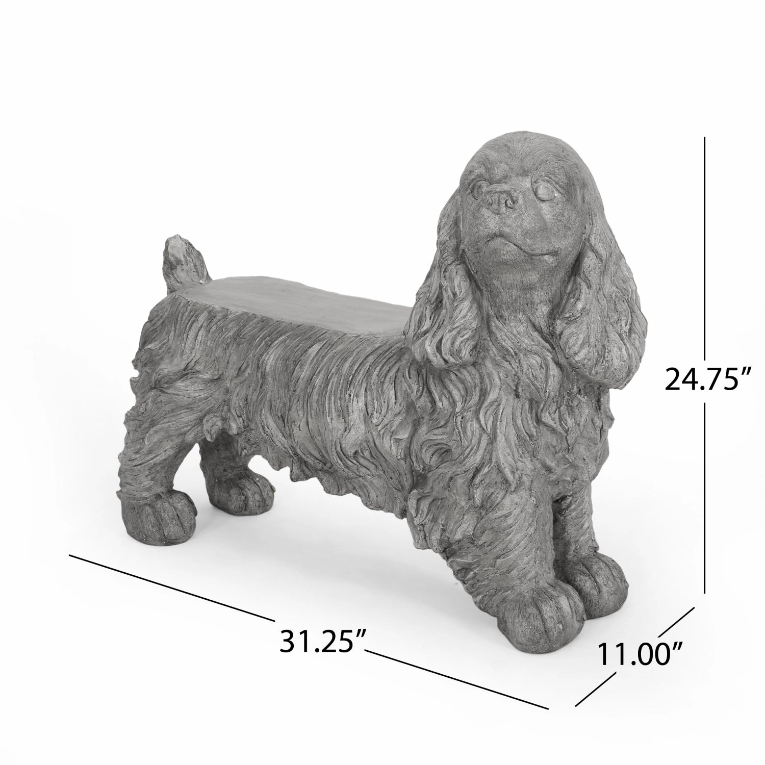 Streamdale Dog Statue Bench - Garden Accent Seating