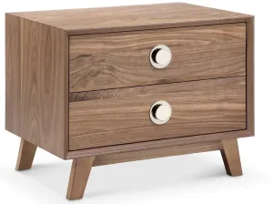 Victory 2 Drawer Side Table WALNUT/SILVER