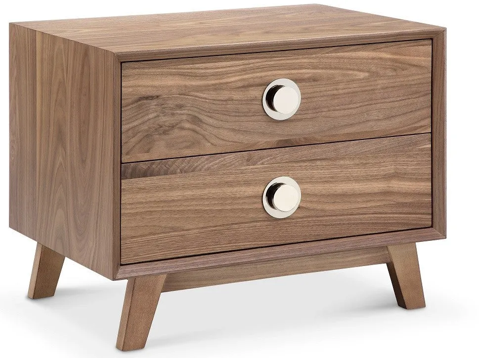 Victory 2 Drawer Side Table WALNUT/SILVER