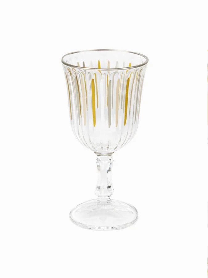 White and Gold Stripe Wine Glass