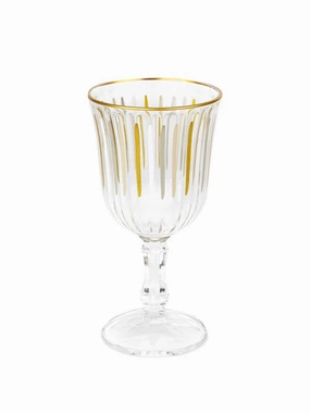 White and Gold Stripe Wine Glass